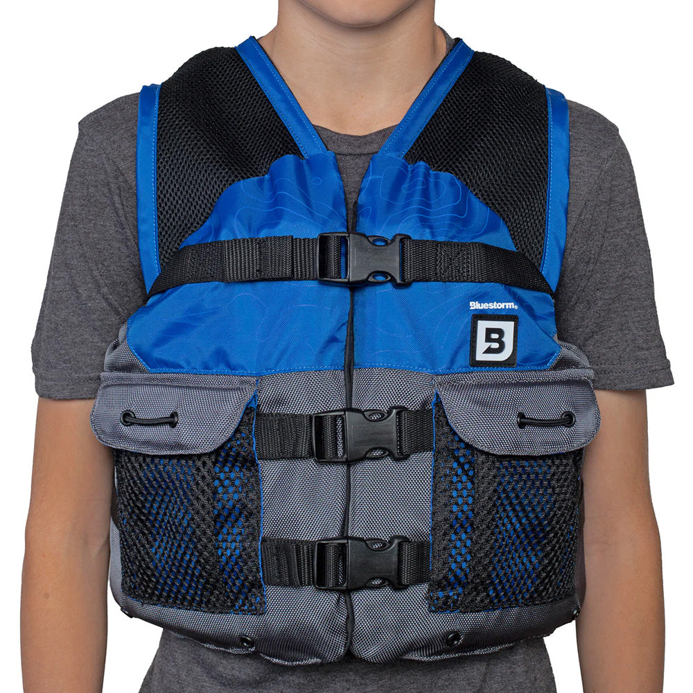 Bluestorm Sportsman Youth Mesh Fishing Life Jacket - Deep Blue [BS-105-NAV-Y]